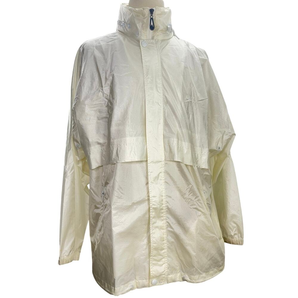 Vintage 90s Speedo Warmup Windbreaker Jacket Men's Large Full Zip Hood Pockets